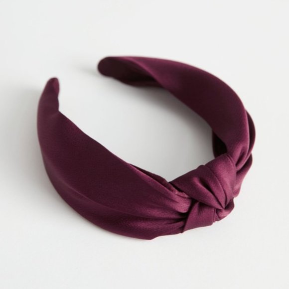 & Other Stories Satin Knot Alice Headband | Burgundy - Picture 1 of 4